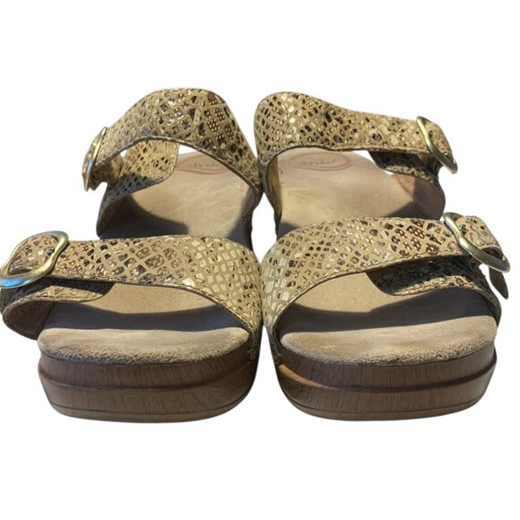 DANSKO Shades of Beige Sophie Snakeskin Double-Strap Women's Clog Sandals Size 4 - Picture 5 of 8